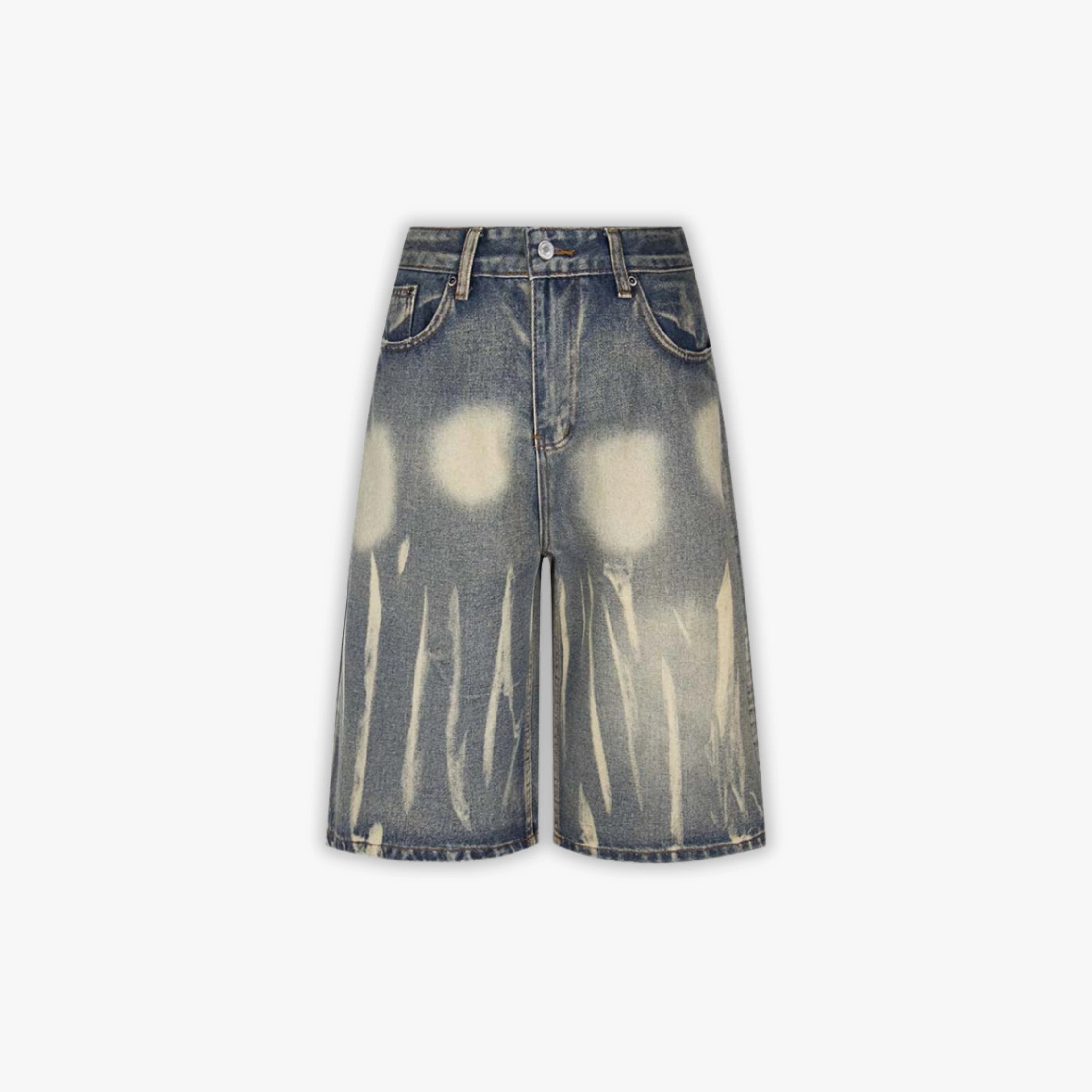 ג׳ינס קצר כחול עם כתמים "HEAT״