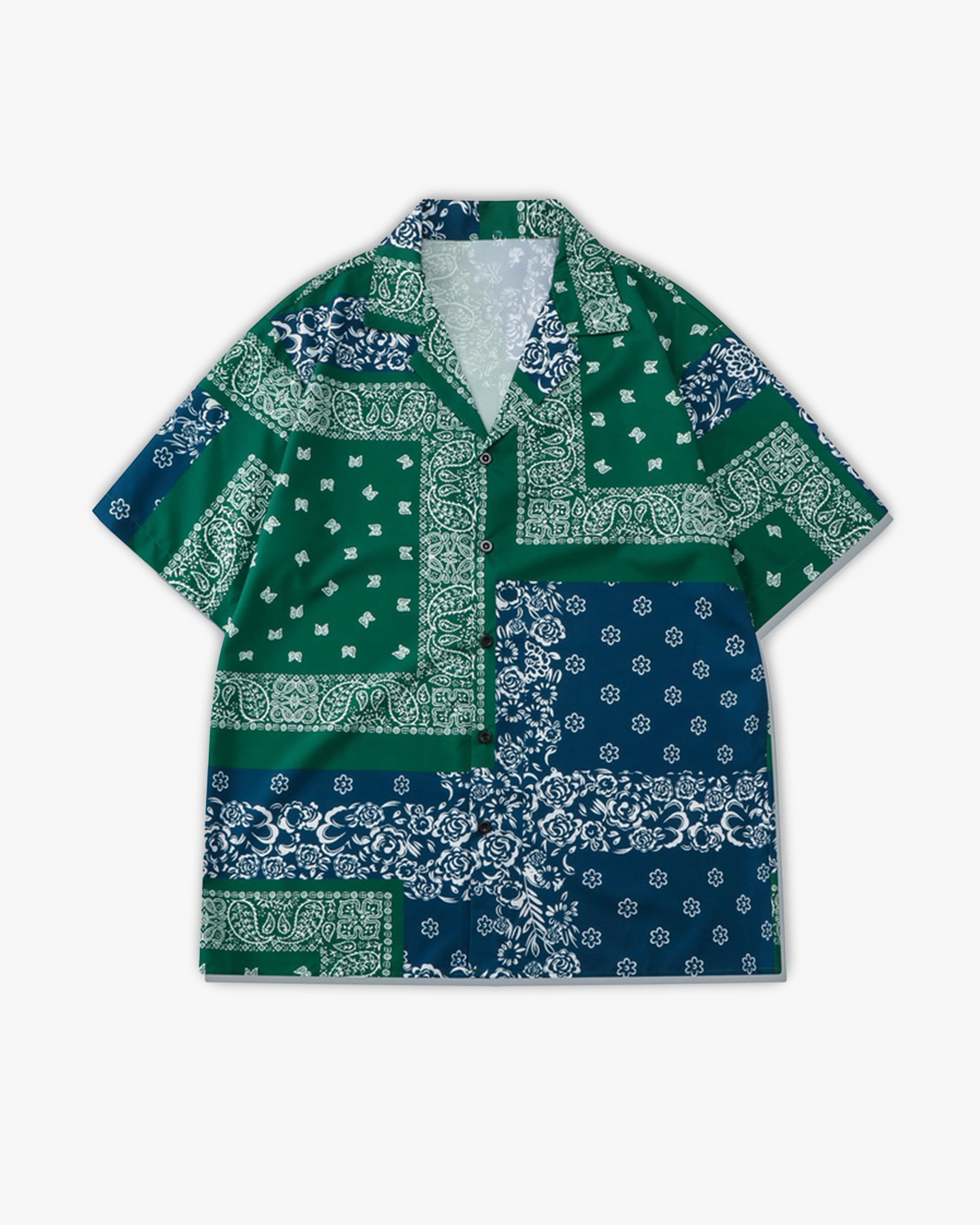 חולצה מכופתרת בירוק וכחול "PAISLEY"
