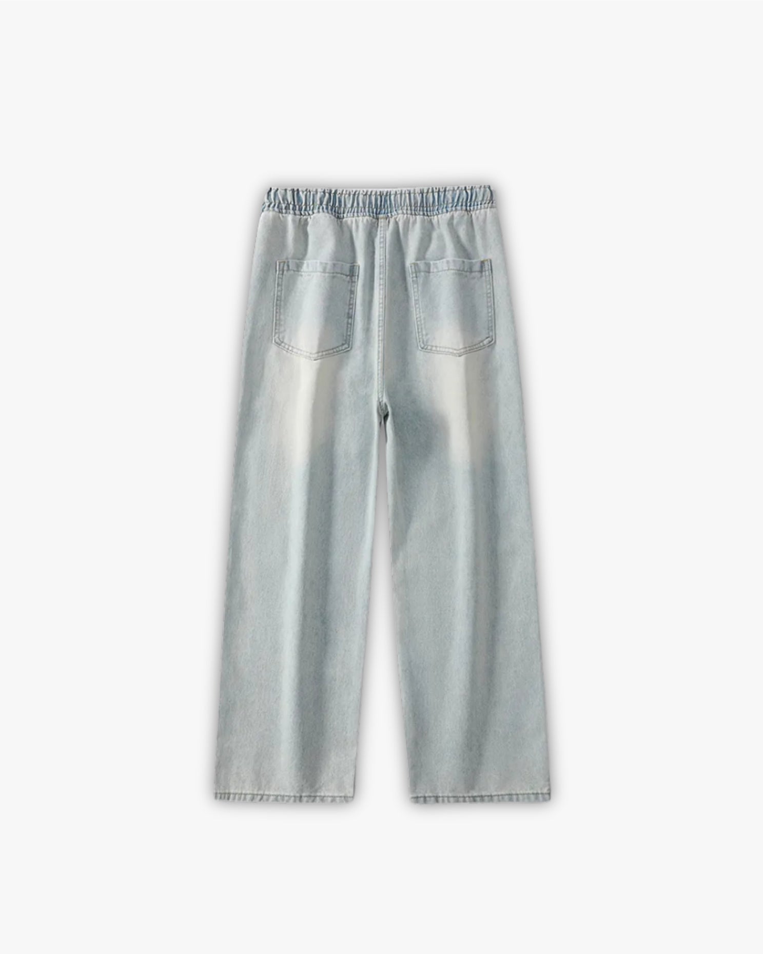 ג'ינס קרעים כחול בהיר עם שרוכים “RIPPED”