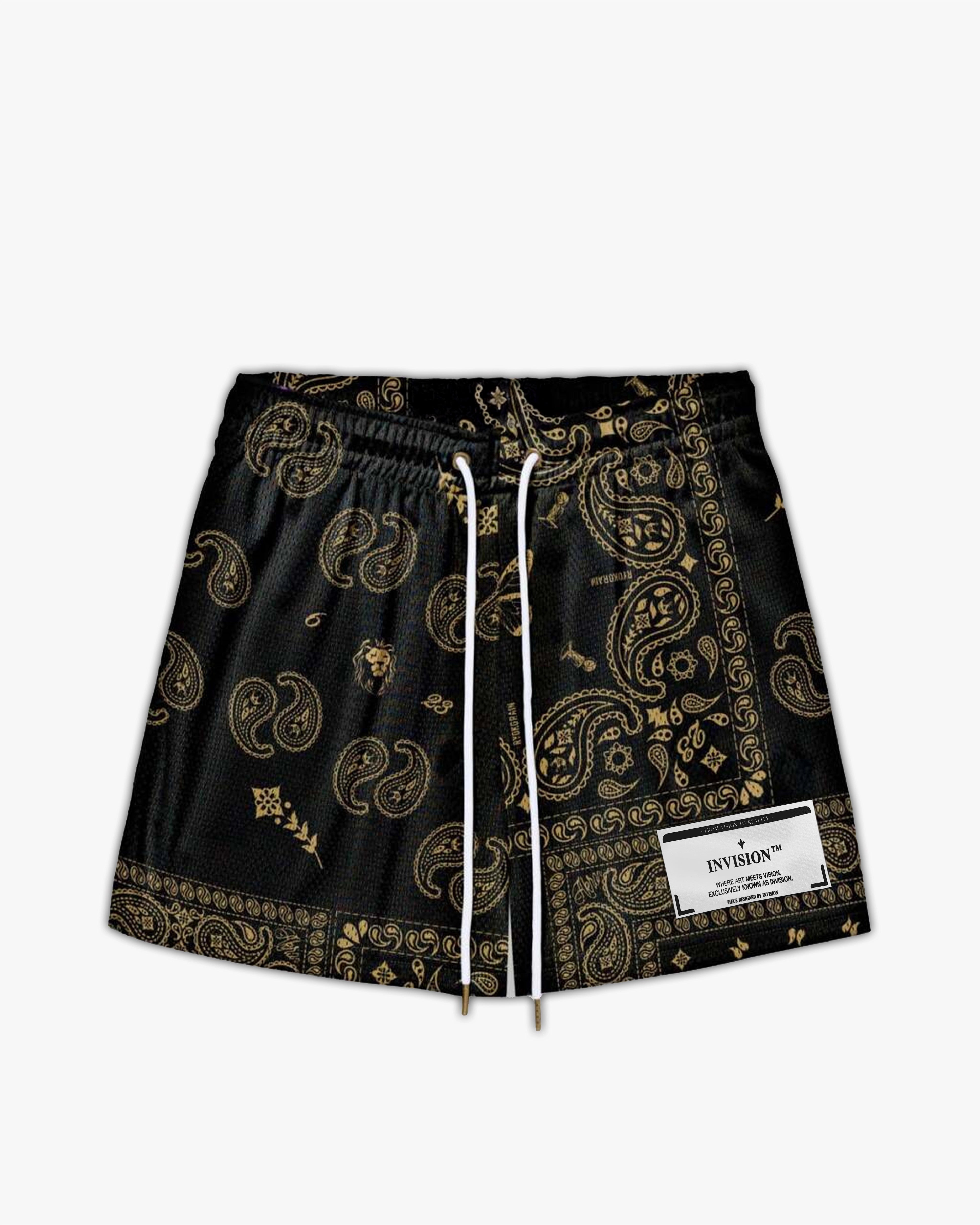 מכנסי בנדנה בשחור וזהב "PAISLEY"