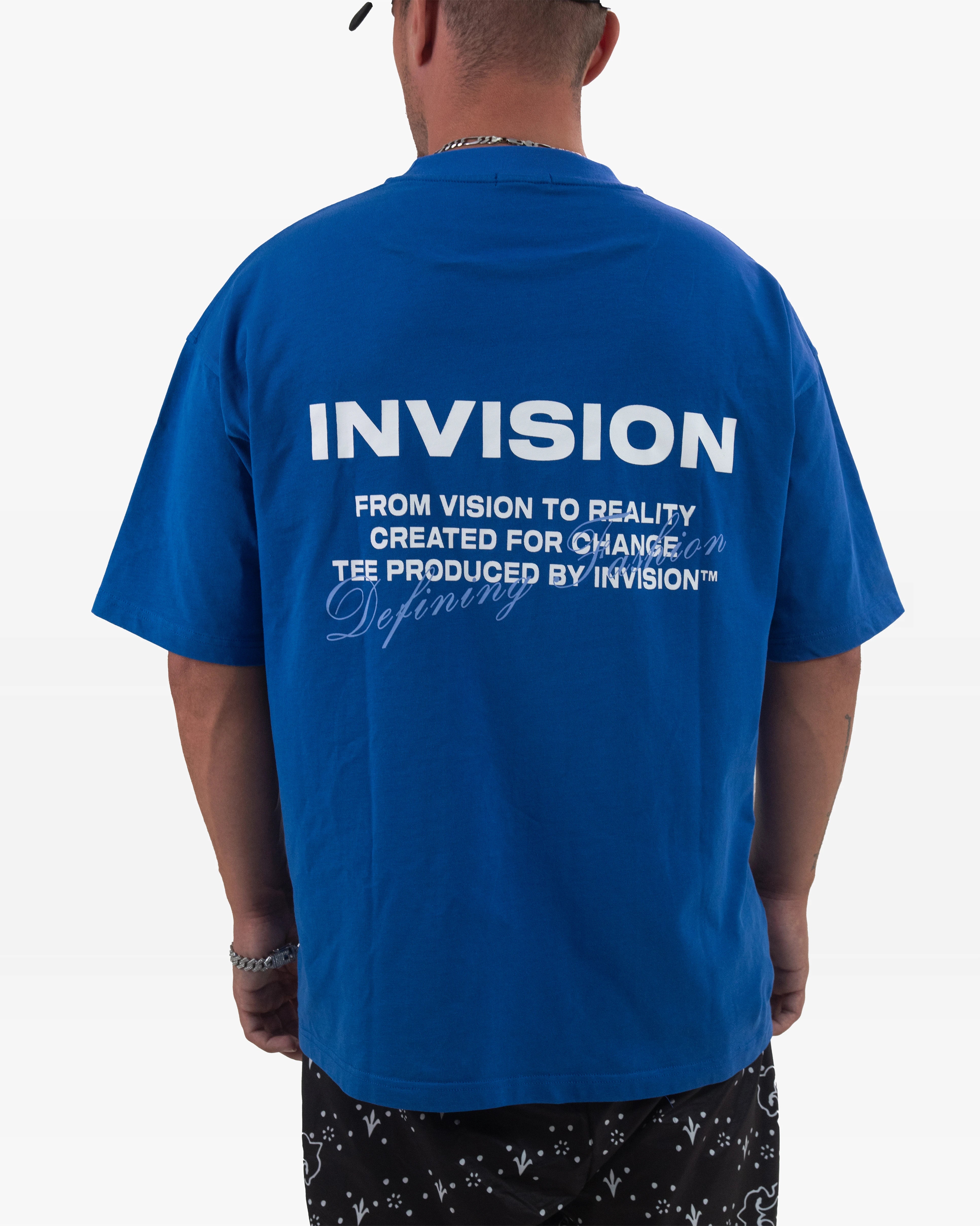 חולצת לוגו אוברסייז כחולה "LOGO"