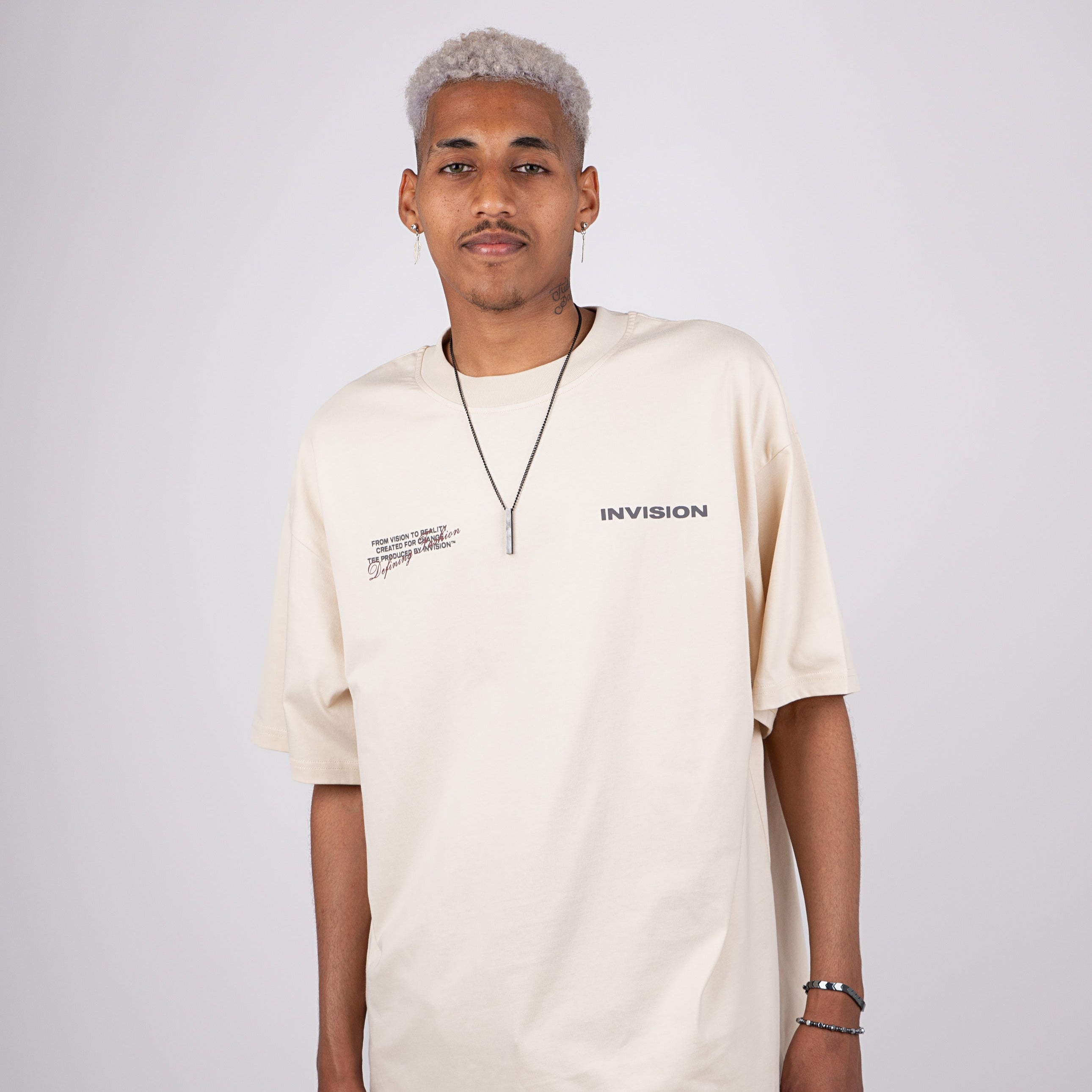 CREAM LOGO SHIRT - INVISION