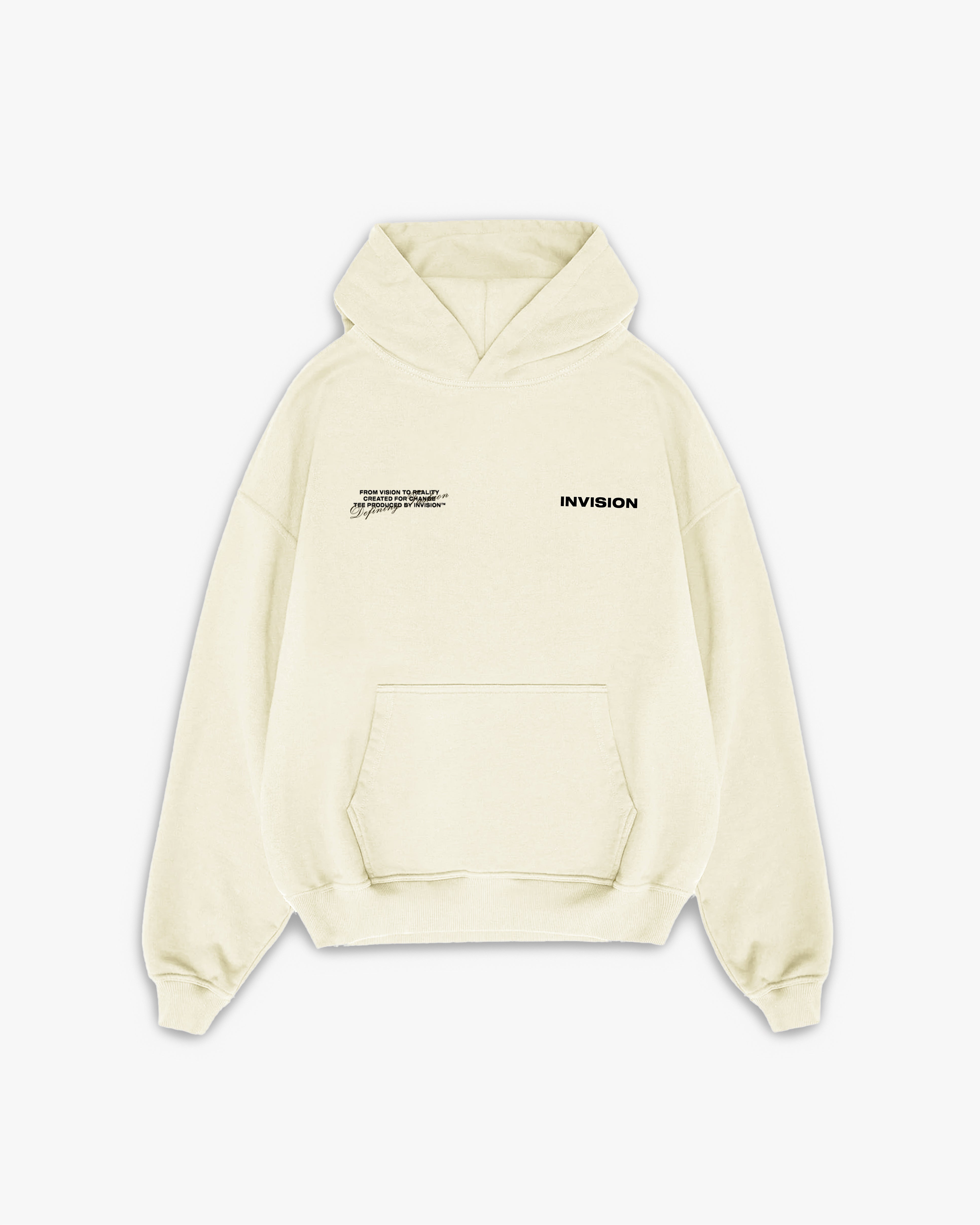 קפוצ'ון לוגו אוברסייז בצבע קרם "LOGO"