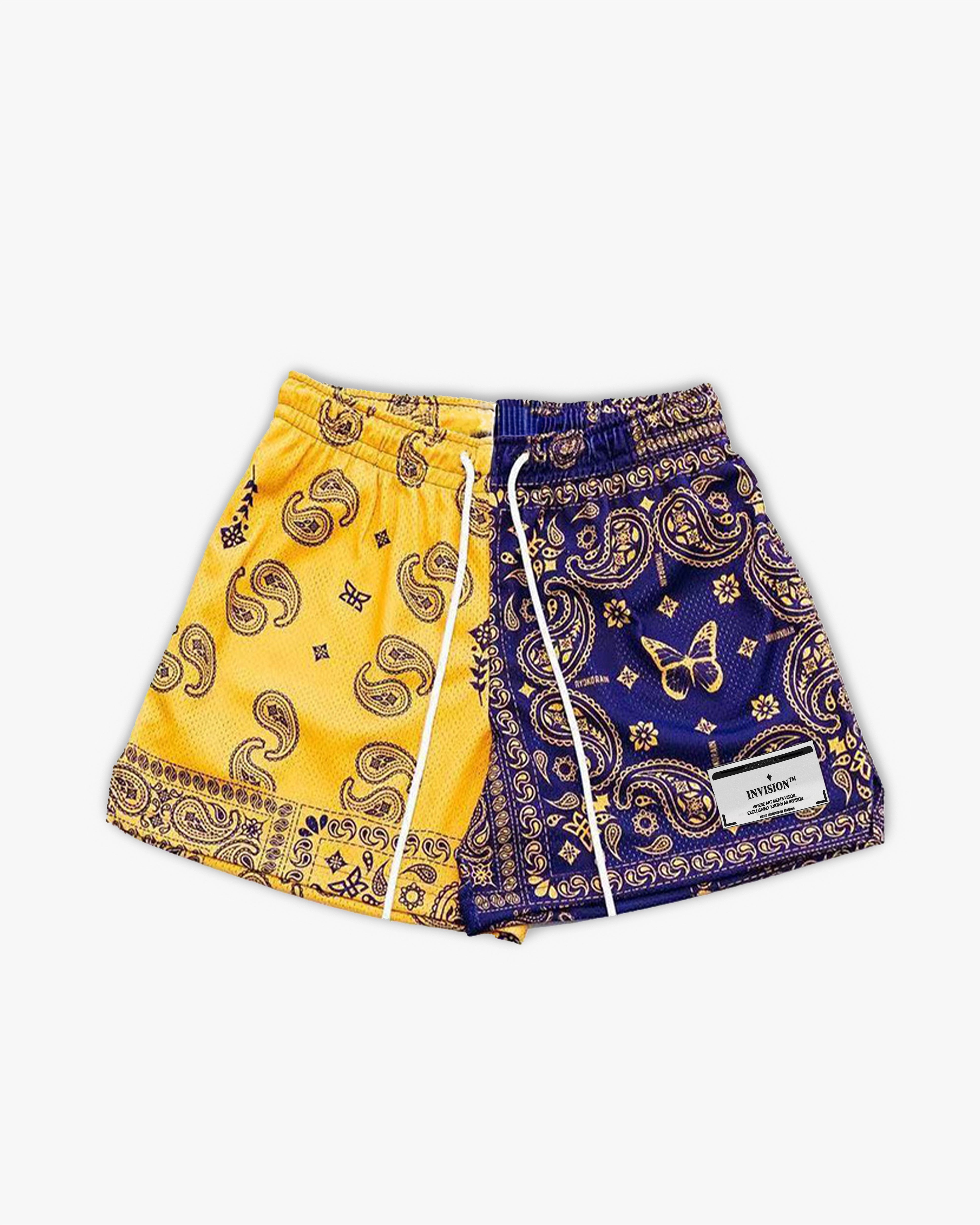 מכנסי בנדנה בסגול וצהוב "PAISLEY"