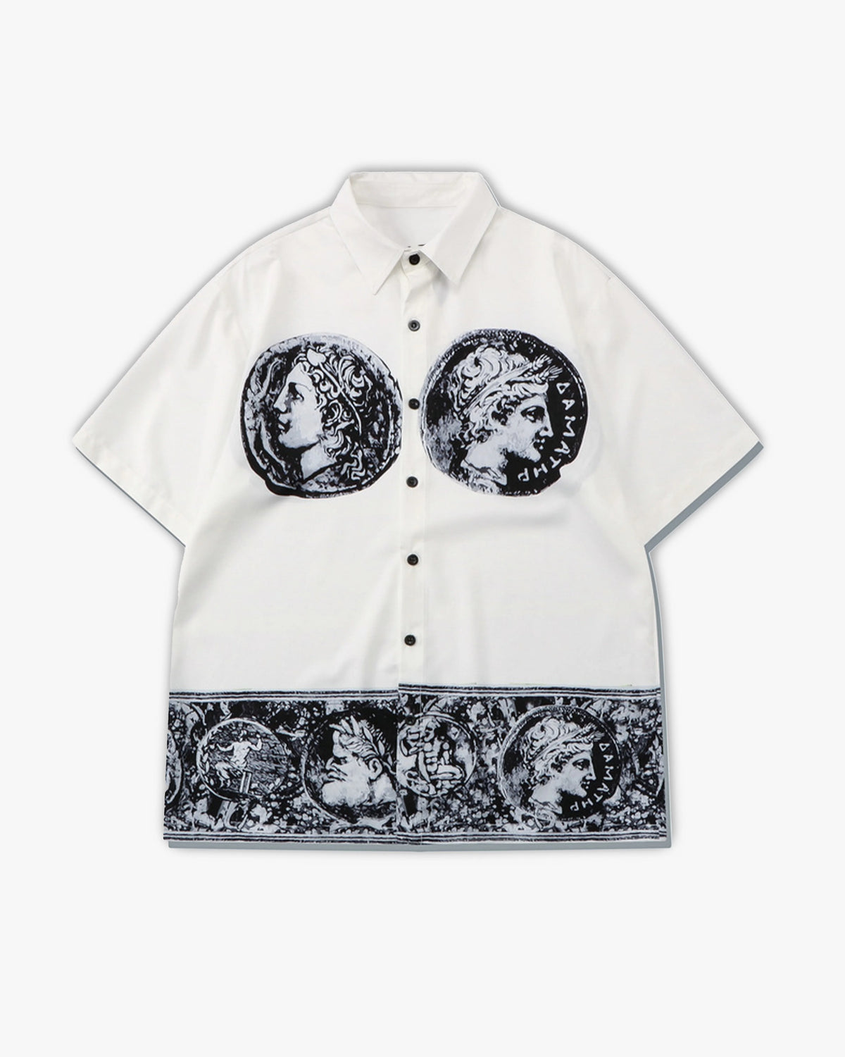 INVISION UTILITY SHIRT - אינביז'ן חולצה מכופתרת אוברסייז בצבע שחור לבן