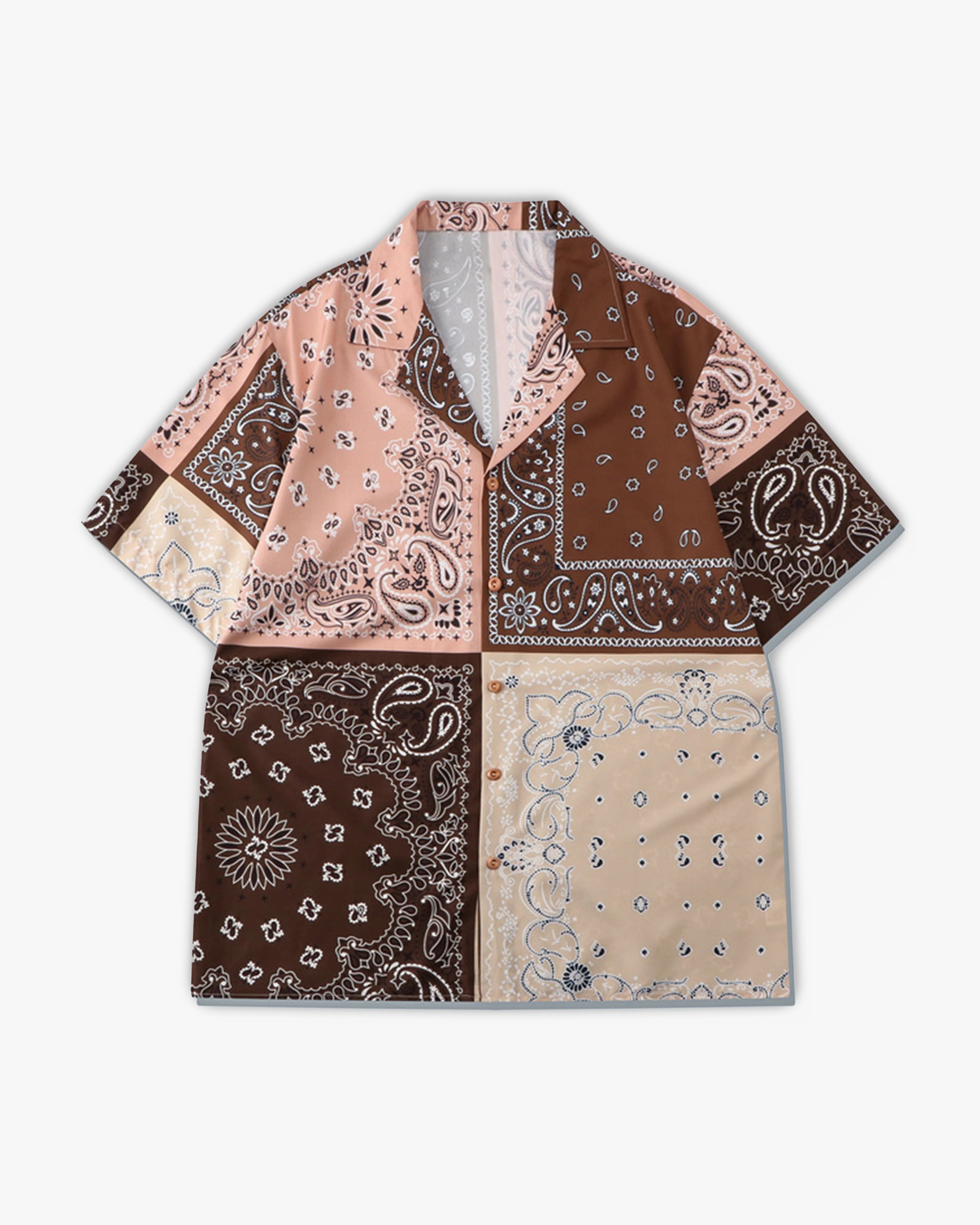 חולצה מכופתרת בחום וקרם "PAISLEY"