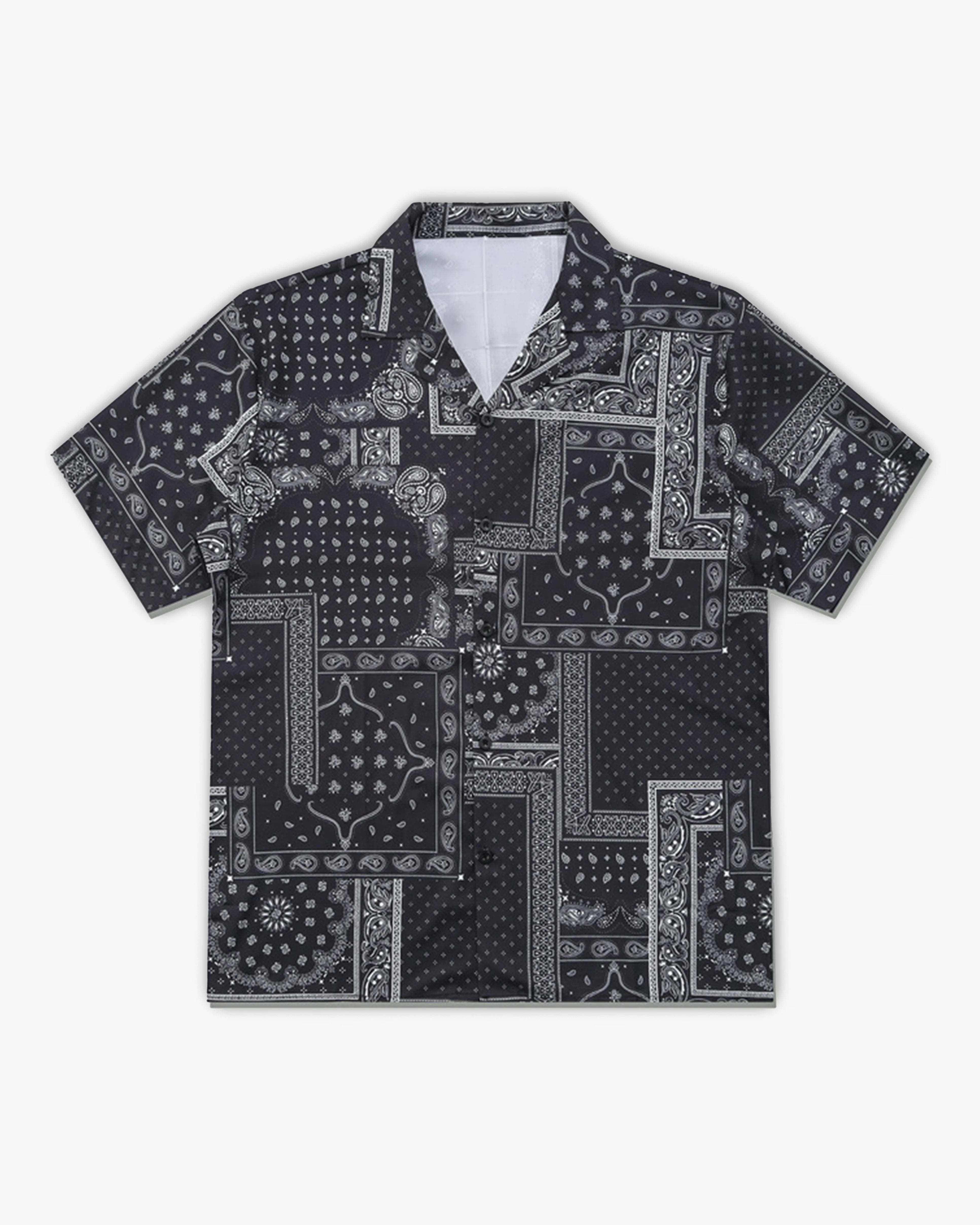 חולצה מכופתרת בשחור "PAISLEY"