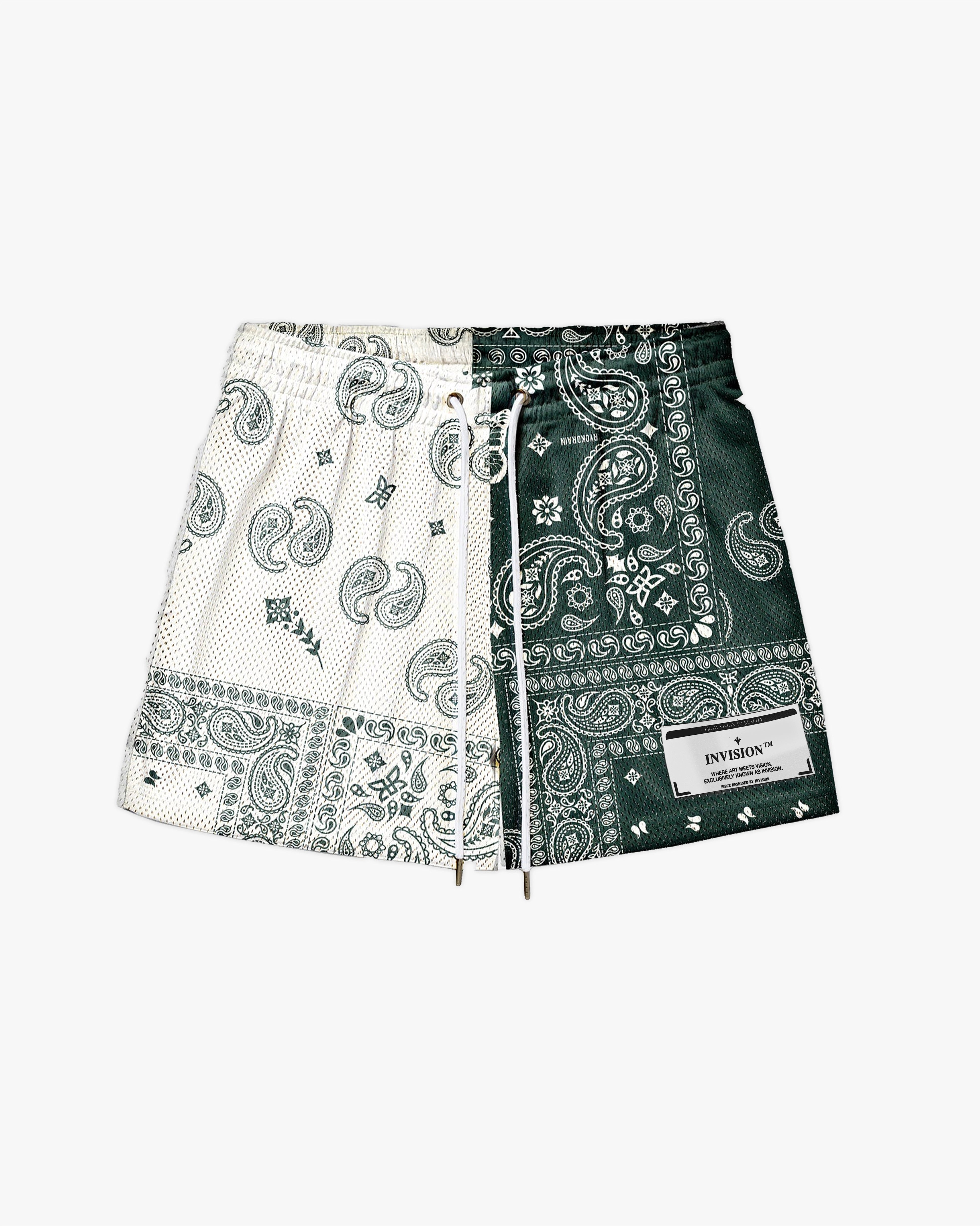 מכנסי בנדנה בירוק ולבן "PAISLEY"