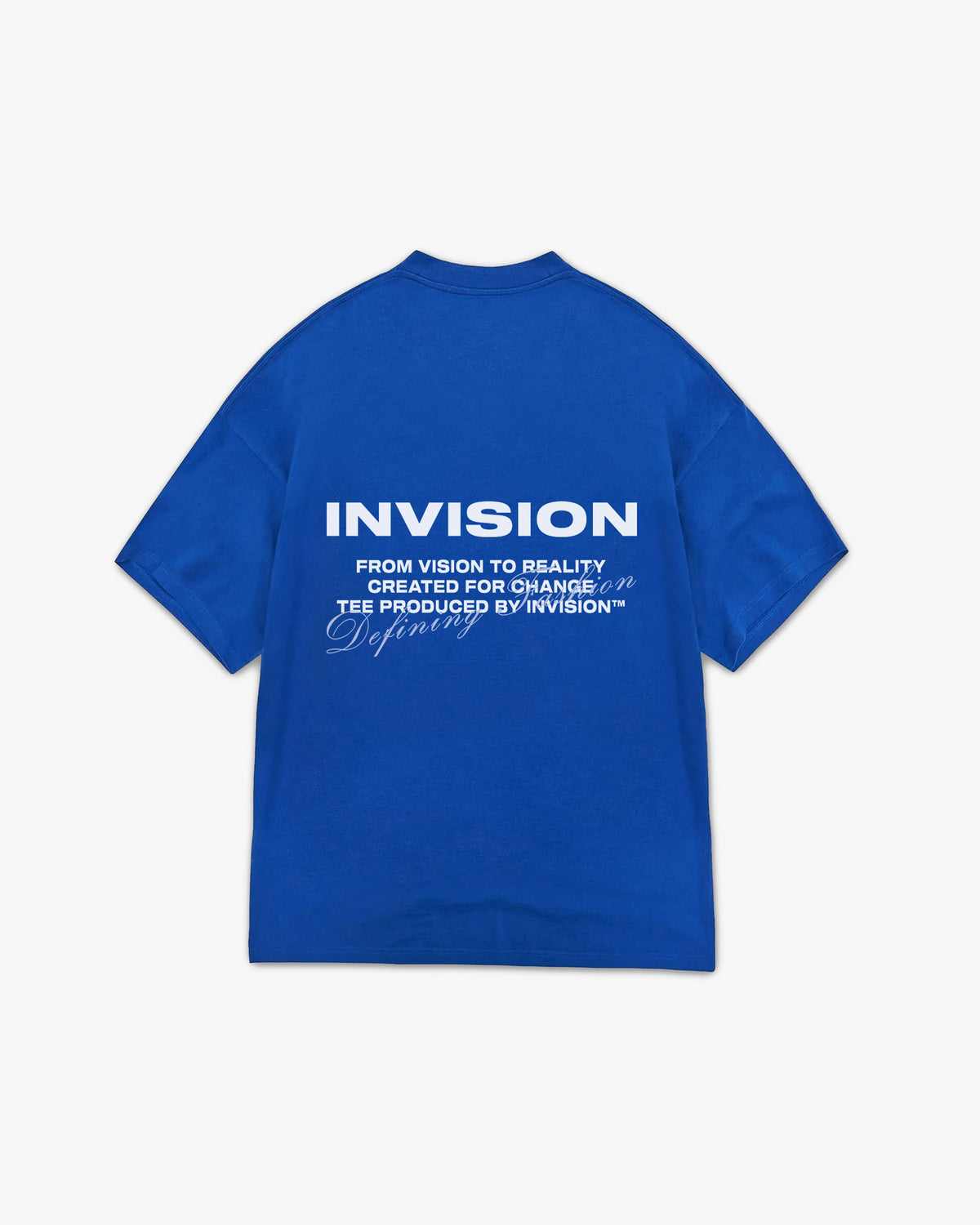 INVISION BLUE T SHIRT - אינביז'ן טי שירט אוברסייז בצבע כחול רויאל