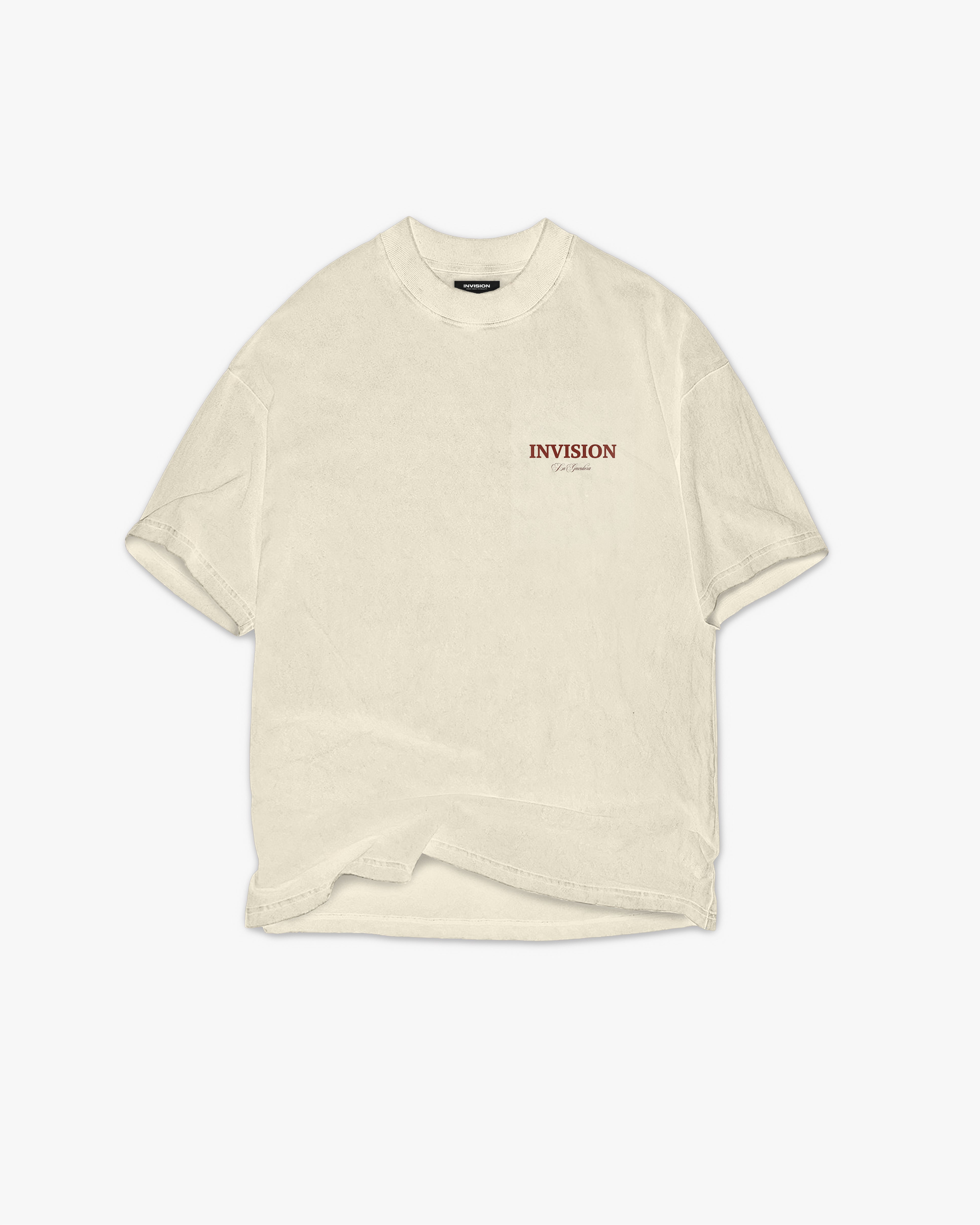 חולצת אוברסייז בצבע קרם בעיצוב גרפי "MIRAGE"