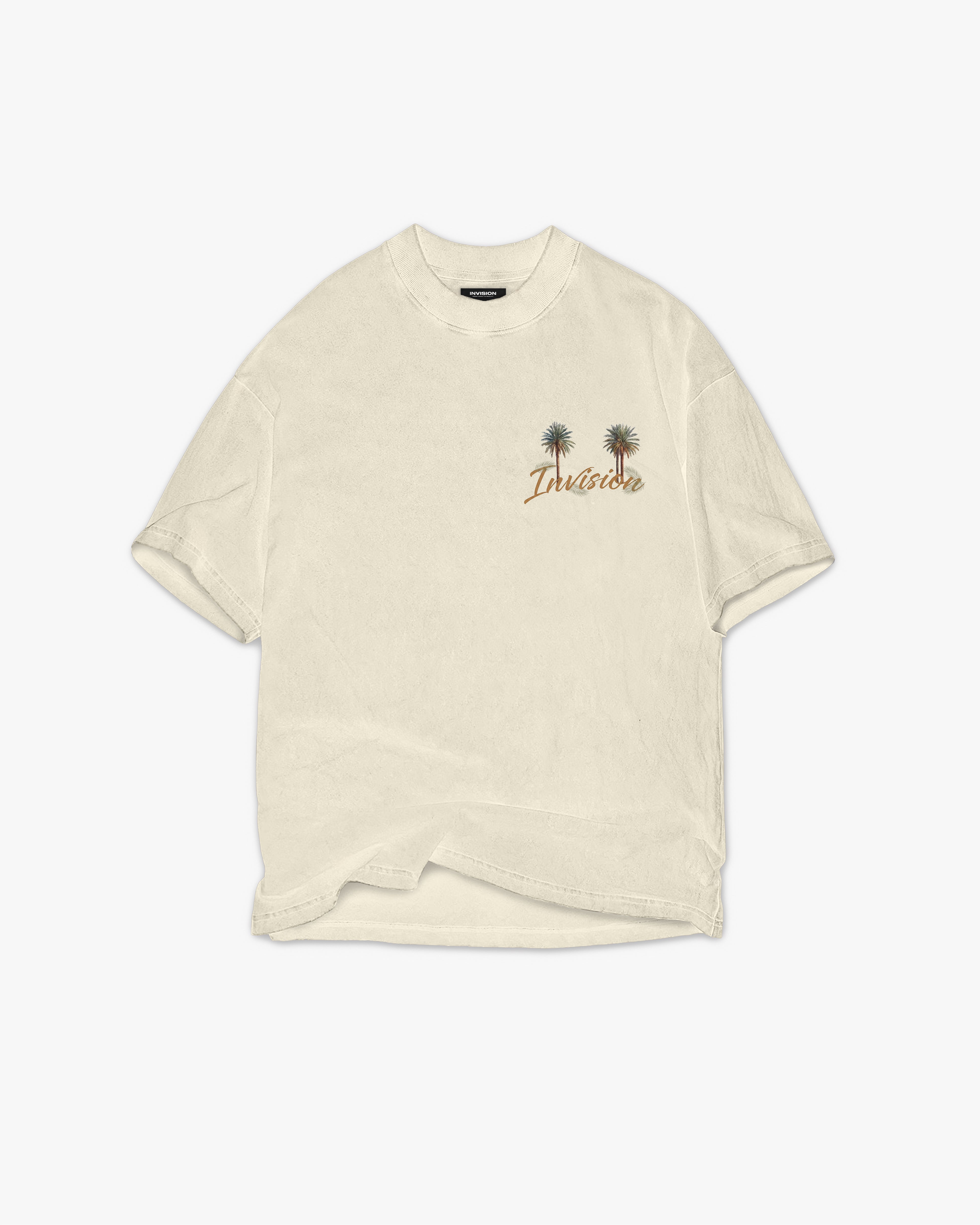 חולצת אוברסייז בקרם בעיצוב גרפי "OASIS"