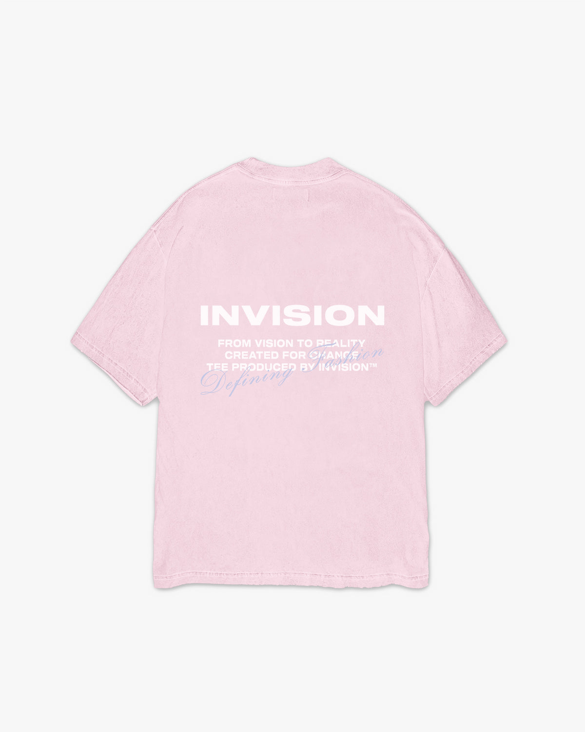 INVISION PINK T-SHIRT - אינביז'ן טי שירט אוברסייז בצבע ורוד מסטיק
